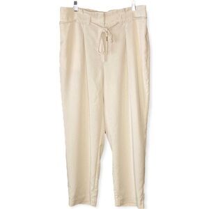 Chico’s | Ivory Ankle Pants Paper Bag Waist Tapered Lightweight Size 14R